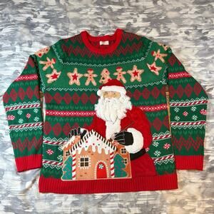 Holiday Time Santa Ugly Christmas Sweater Costume Party Unisex Size Large Gift